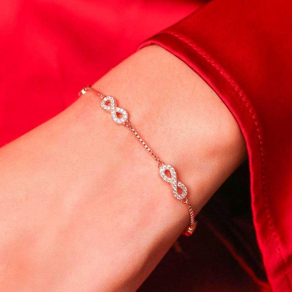 Classy Rose Gold Infinity 925 Silver Bracelet : BR-80078