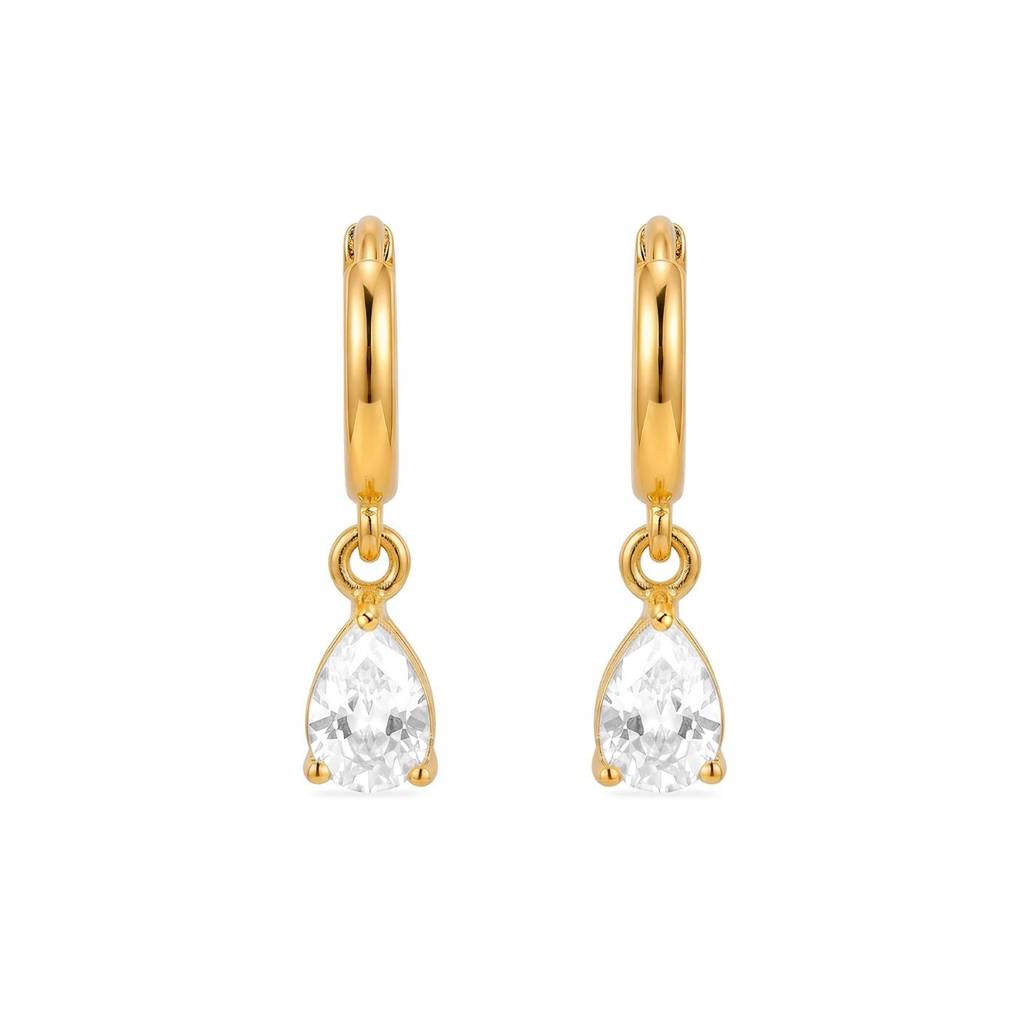 Dewdrop Glow Gold Plated 925 Silver Earrings : EAR-21002-G