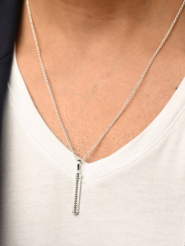 925 Silver Platinum Plated Swiss Zircon Pedro Men Pendant Without Chain Gift For Men & Boys : CSMNP32_NOCHAIN