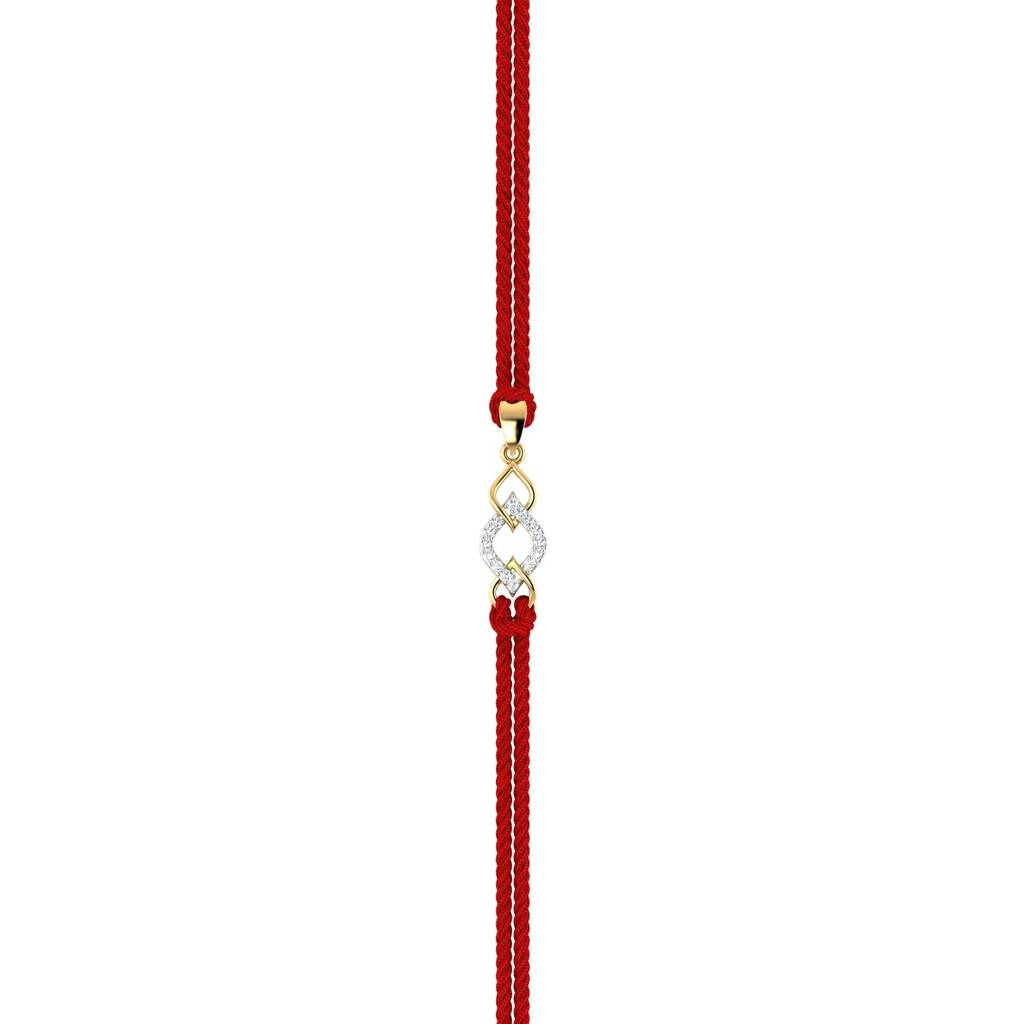 9K Yellow Gold Tangled Diamond Rakhi Cum Pendant : RA2071_9K