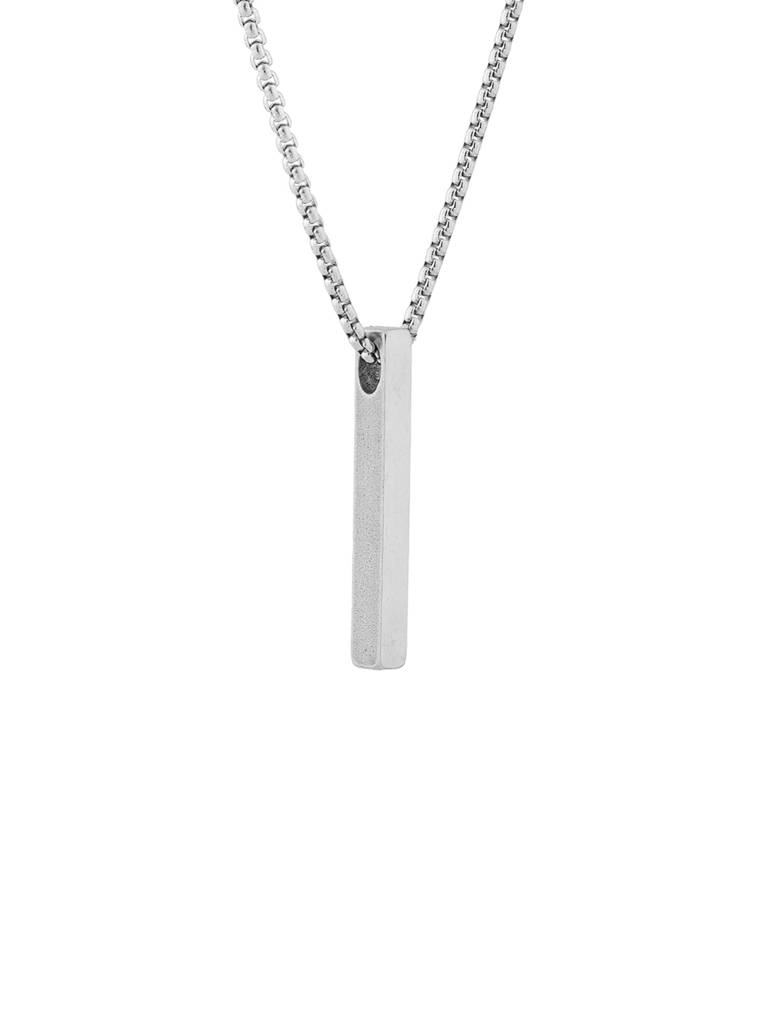 Signature Classic Linear Edge Silver Pendant Necklace For Men : 8905124576153