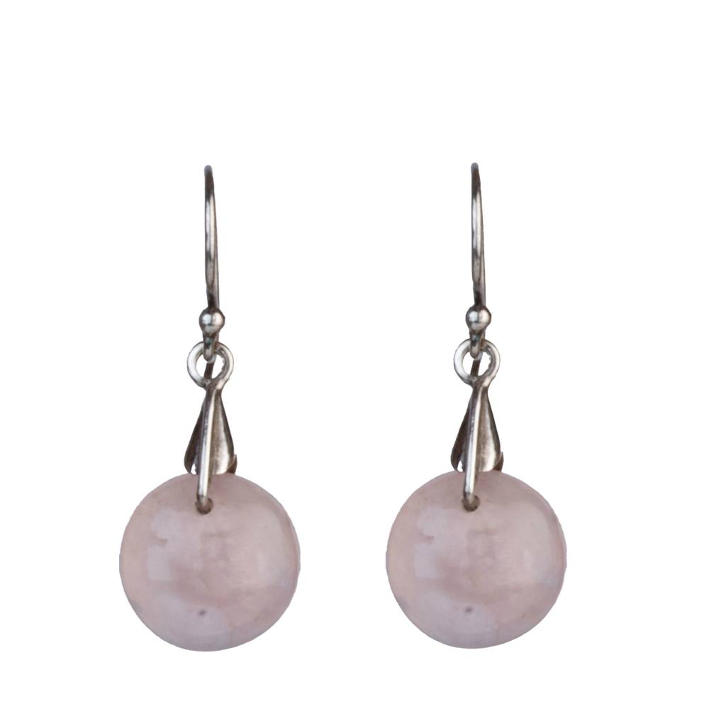 925 Sterling Silver Rose Quartz Earrings For Women | Healing Crystal Earrings | Elegant Everyday Jewelry : FU-0748