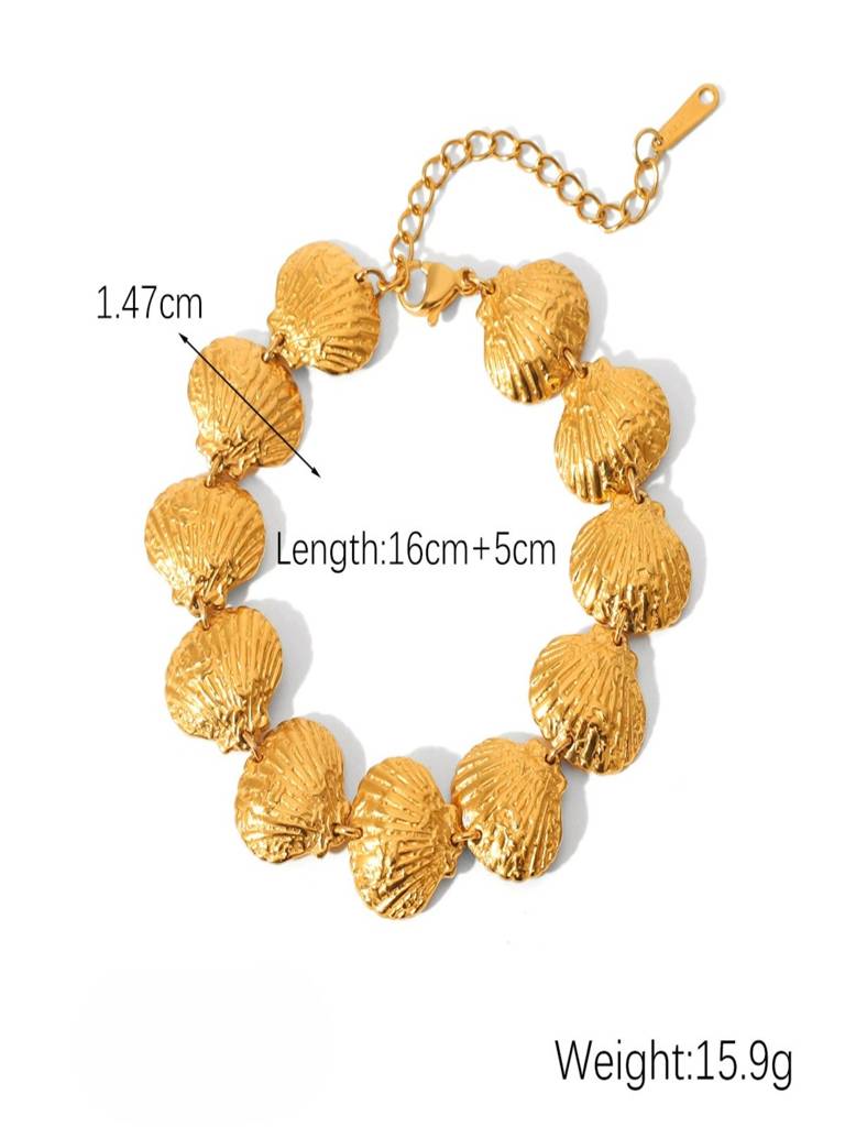 Beach Big Shell Bracelet 18K Gold Plated Waterproof Anti-Tarnish : AHC0925B0210