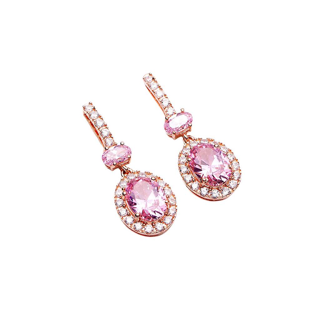 Rose Gold Cascade 925 Sterling Silver Drop Earrings : EAR-20562-RG