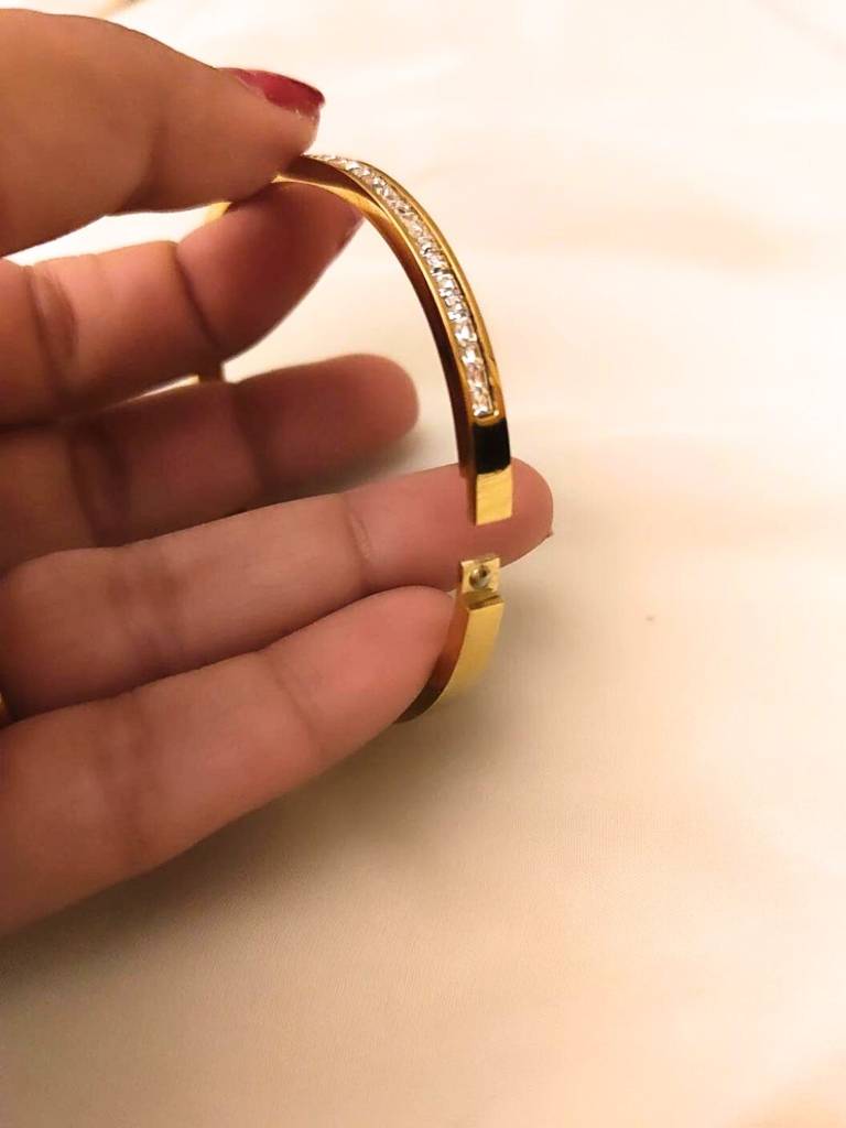 Elegant Ad Studded Bracelet Â 316L Stainless Steel | Gold Finish : ATB522FSB