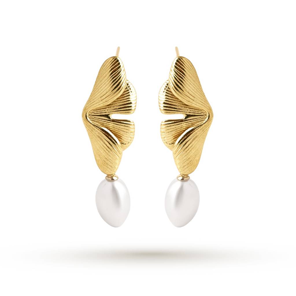 Palmonas Pearl Accent Wing Drop Earring For Women - Waterproof & Anti-Tarnish : ER0451