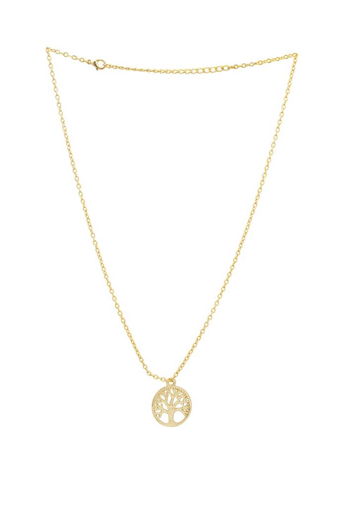 Anti-Tarnish 22Kt Gold-Plated Bodhi Tree Pendant Necklace : P03533