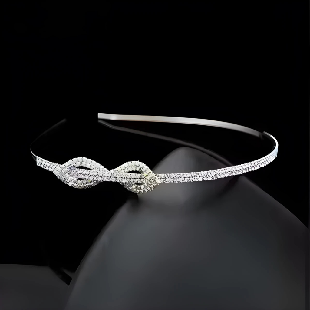 Silver Crystal Leaf Bridal Hair Band For Women | Rhinestone Wedding Headband Tiara | Elegant Partywear Hair Ac : M4SK-HB-EIGHT