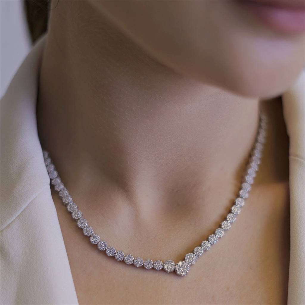Elegancia Rhodium Plated 925 Silver Necklace : NL-30083