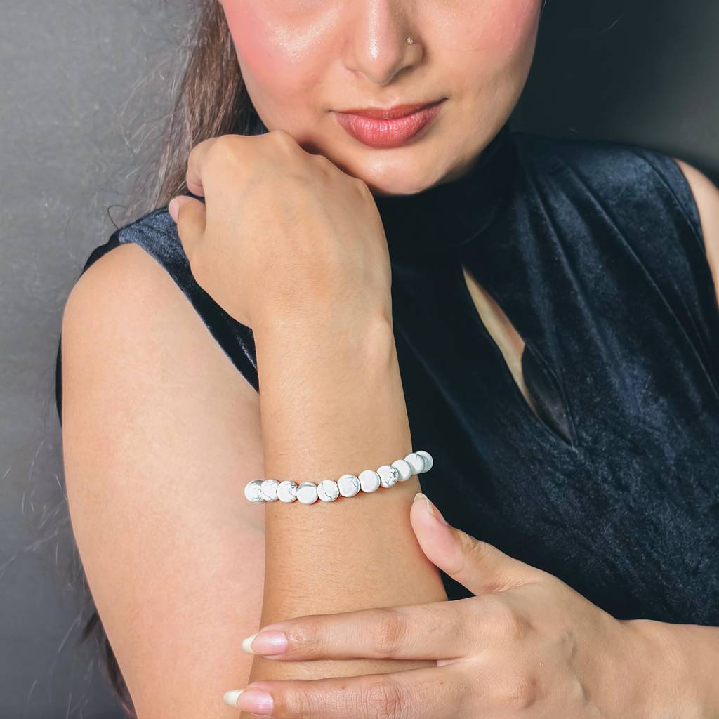 Natural Howlite Stone Bracelet : IS-BR-ST-1127