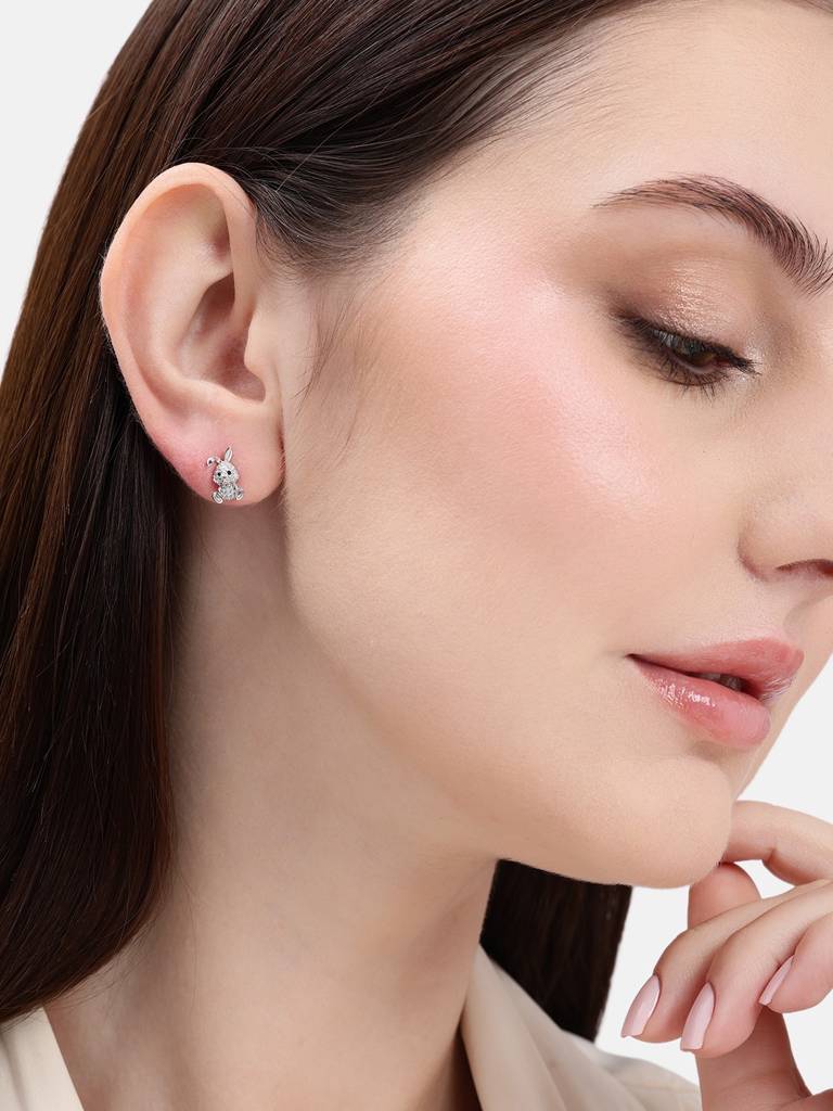 Silver Twinkle Bear Earrings : WER00098