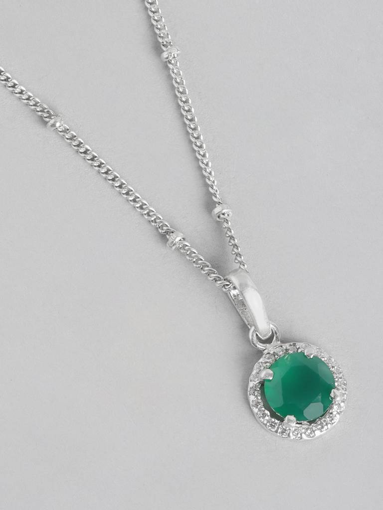 92.5 Silver Green Zircon Loop Necklace : U100SG005MY049