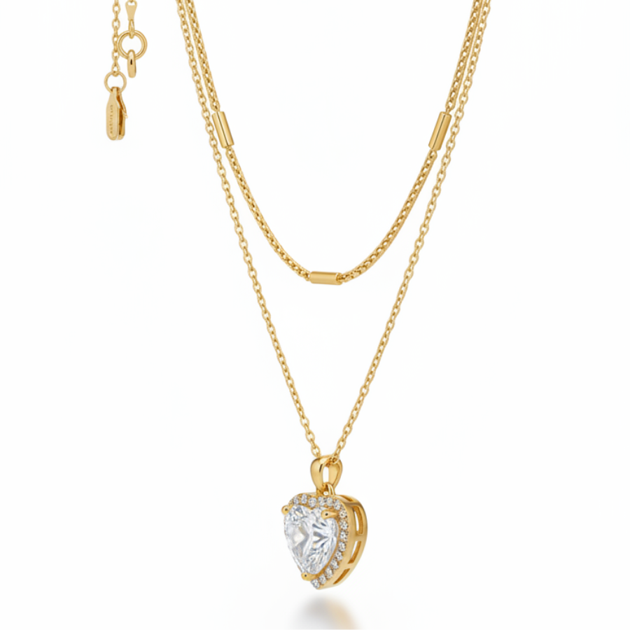 Double Layer Pendant Necklace For Women – Elegant Two Layer Chain Design With Minimal Modern Finish | Premium Eve : 5087100085