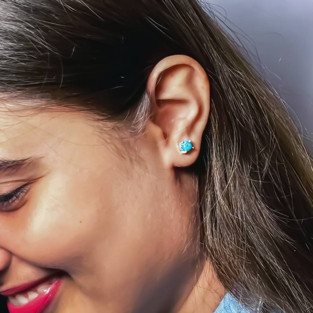 925 Silver Turquoise Stone Stud Earrings : IS-ER-SD-1259