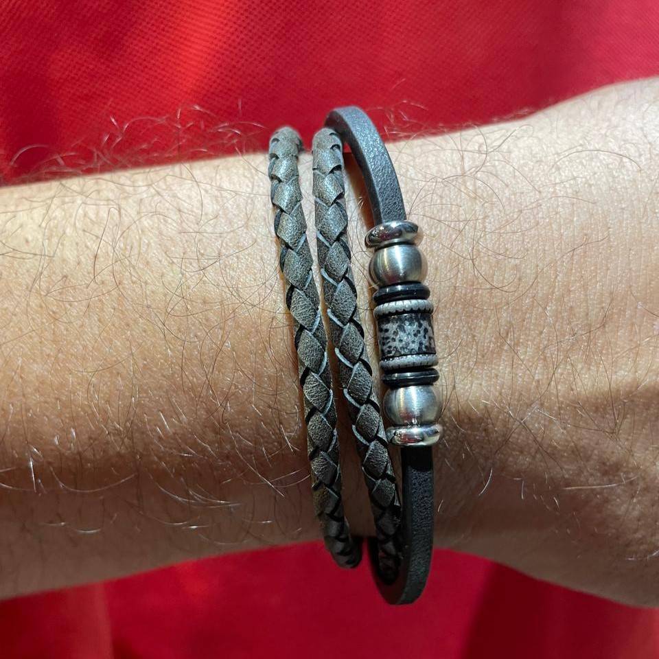 Slate Stride Leather Bracelet : CL-BR-MN-08