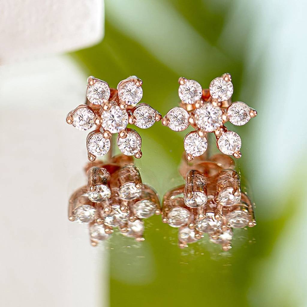 Studded Rose Gold Earrings : EAR-20153