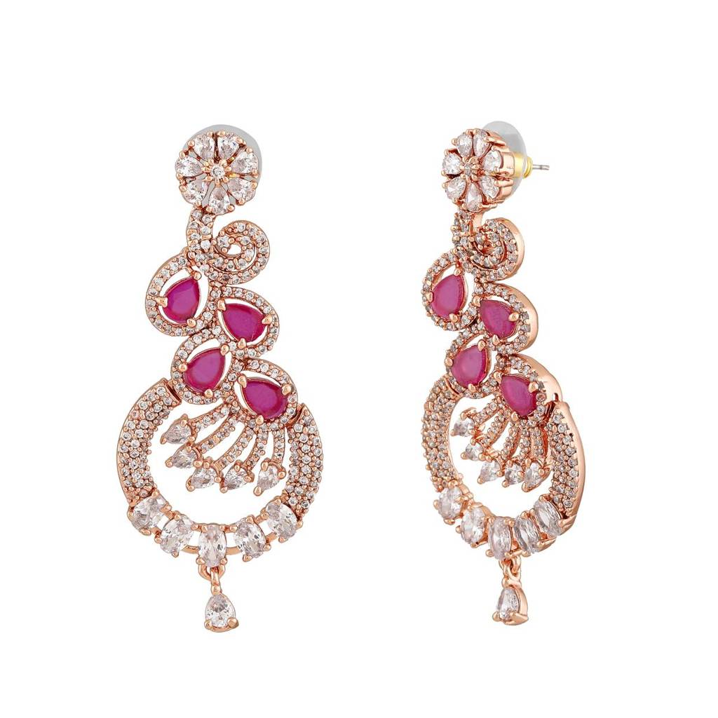 Estele Rose Gold Plated Cz Sparkling Earrings For Women