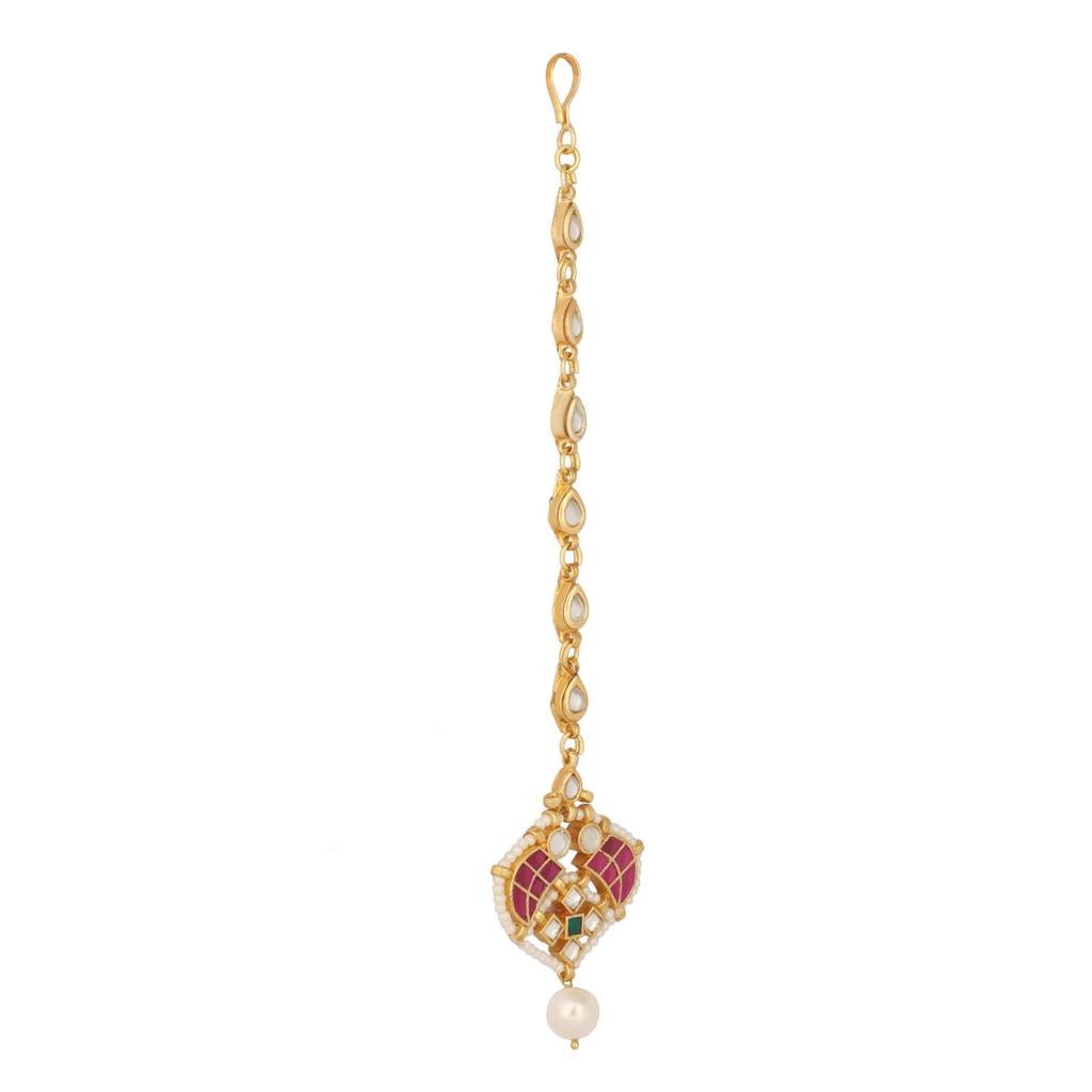 Pearl & Enamel Grace Minimal Maang Tikka : YI24A0439H