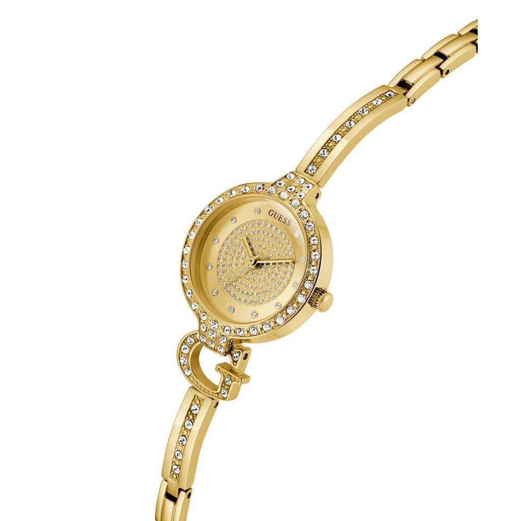 Guess Round 28Mm Champagne Dial Analog Women Watch - Gw0929L2 : GW0929L2