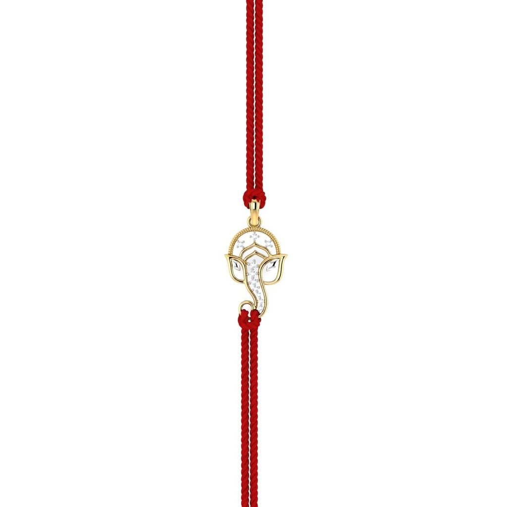 9K Yellow Gold Vignaharta Diamond Rakhi Cum Pendant : RA2076_9K