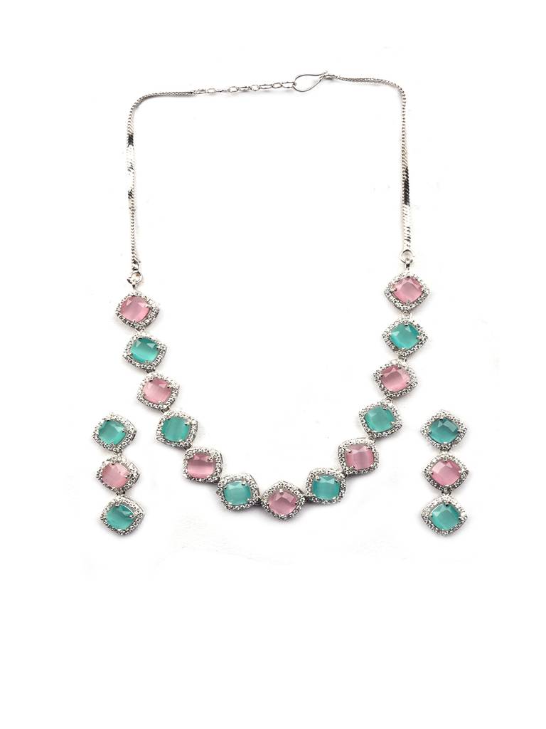 Â Eternal Sparkle:  Ad Sleek Necklace Set : AD132MULTI