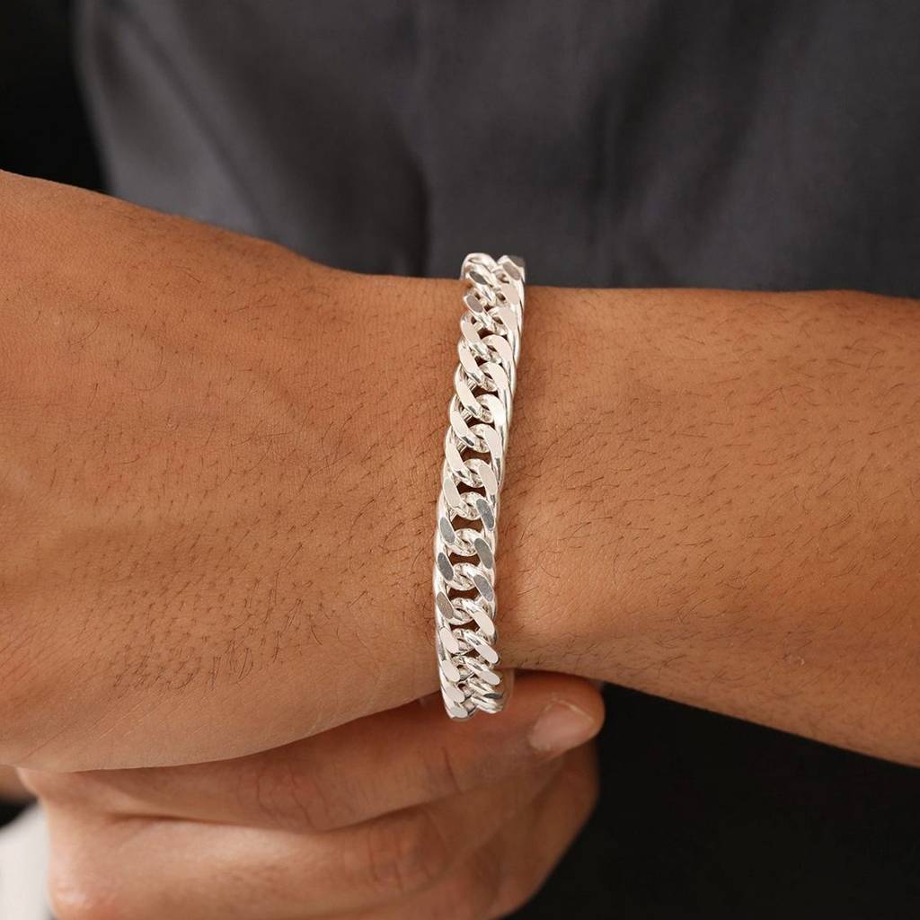 Timeless Strength Men'S Sterling Silver Curb Chain Bracelet