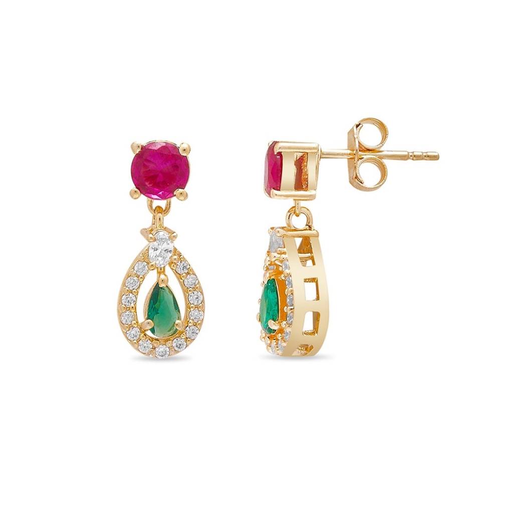 Golden Tears 925 Sterling Silver Gold-Plated Tear Drop Earrings : EAR-20741-G