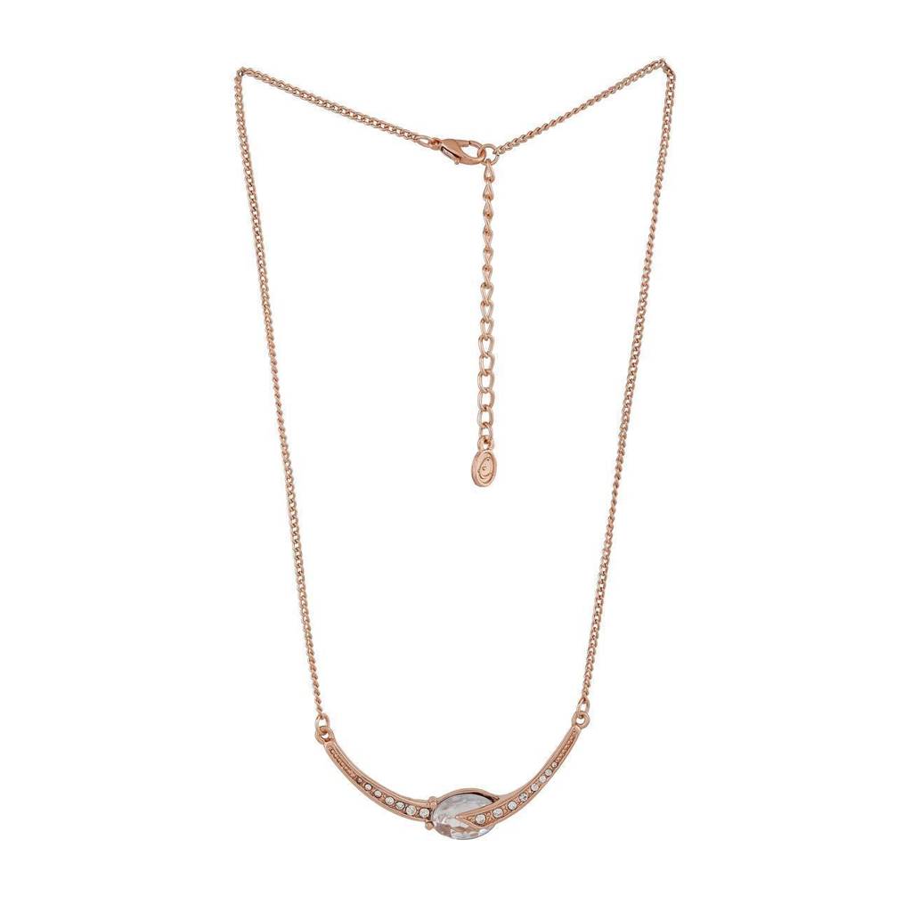 Estele Rose Gold Plated Magnificent Necklace Set With Crystals For Women