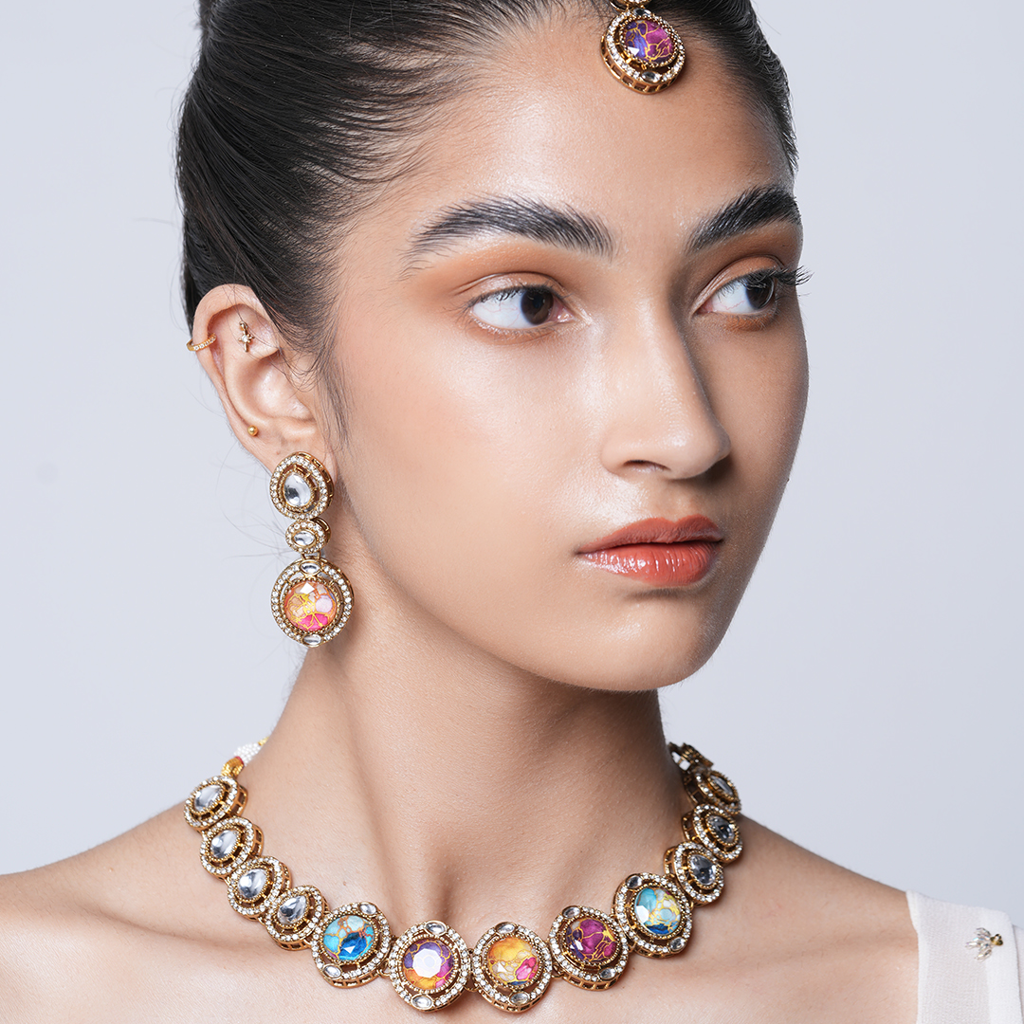 Short Designer Firestone Necklace : CAO0093MKT