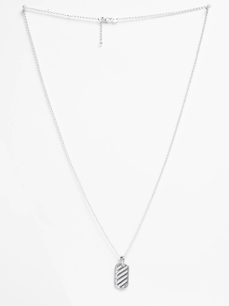 925 Silver Platinum Plated Wave Men Pendant Necklace With Chain Gift For Men & Boys : CSMNP6