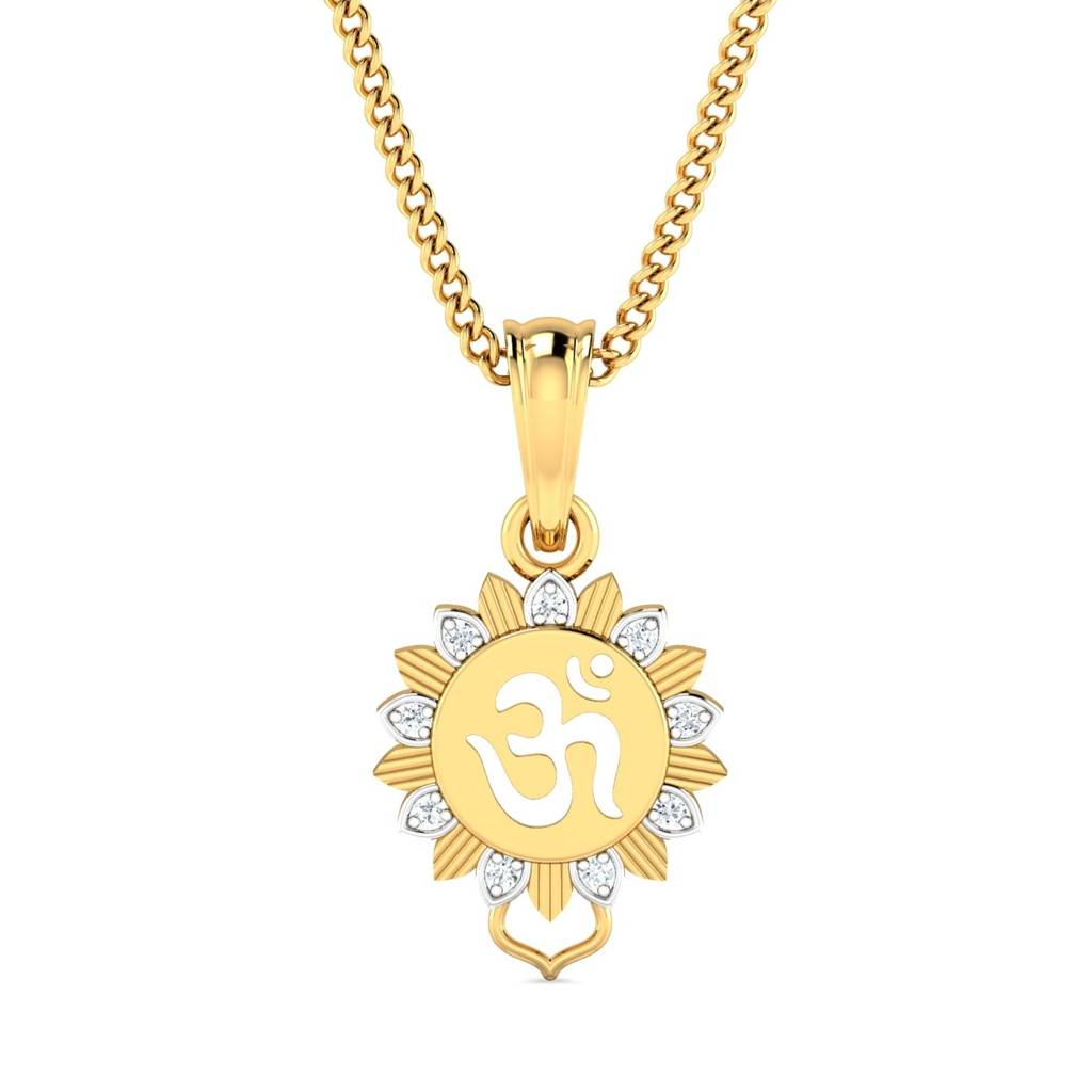 9K Yellow Gold Aumkara Diamond Rakhi Cum Pendant : RA2075_9K