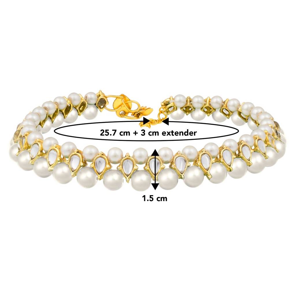 Peora Traditional Jewellery Gold Plated Kundan Faux Bead Fancy Anklet For Women : PF25AL599W