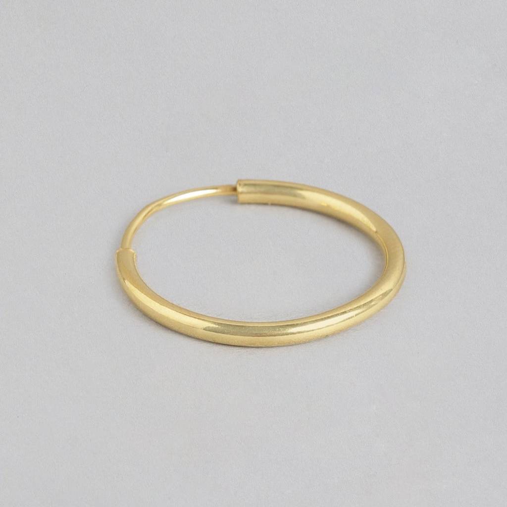 Gold Plated Round 925 Sterling Silver Hoops : EAR-20218