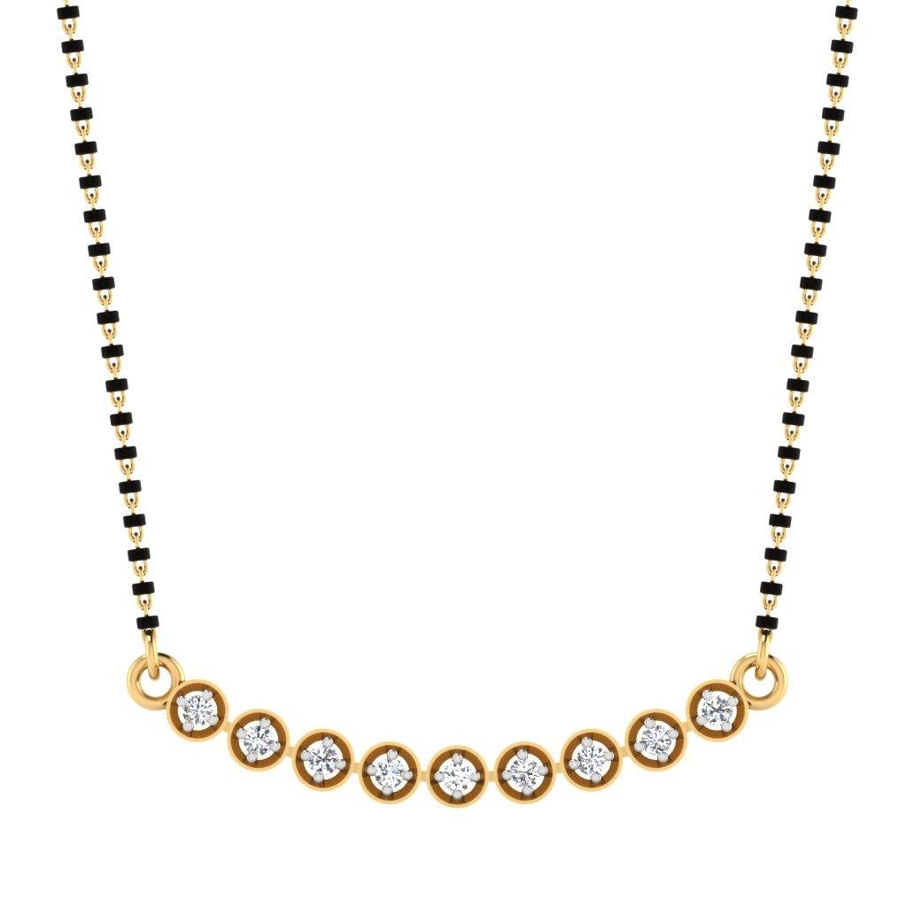 Certified Natural Diamond 18K Real Gold Sangam Mangalsutra Pendant : M-0192YG