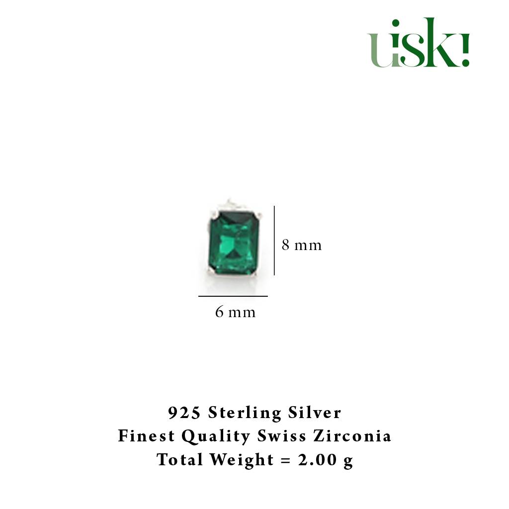 Iski Uski 925 Sterling Silver Victoria Emerald Drop Earrings