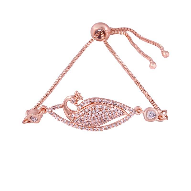 Rhodium Finish Adjustable Slider Bracelet With Sparkling Cz White Stones : AD-150-RGWEBR