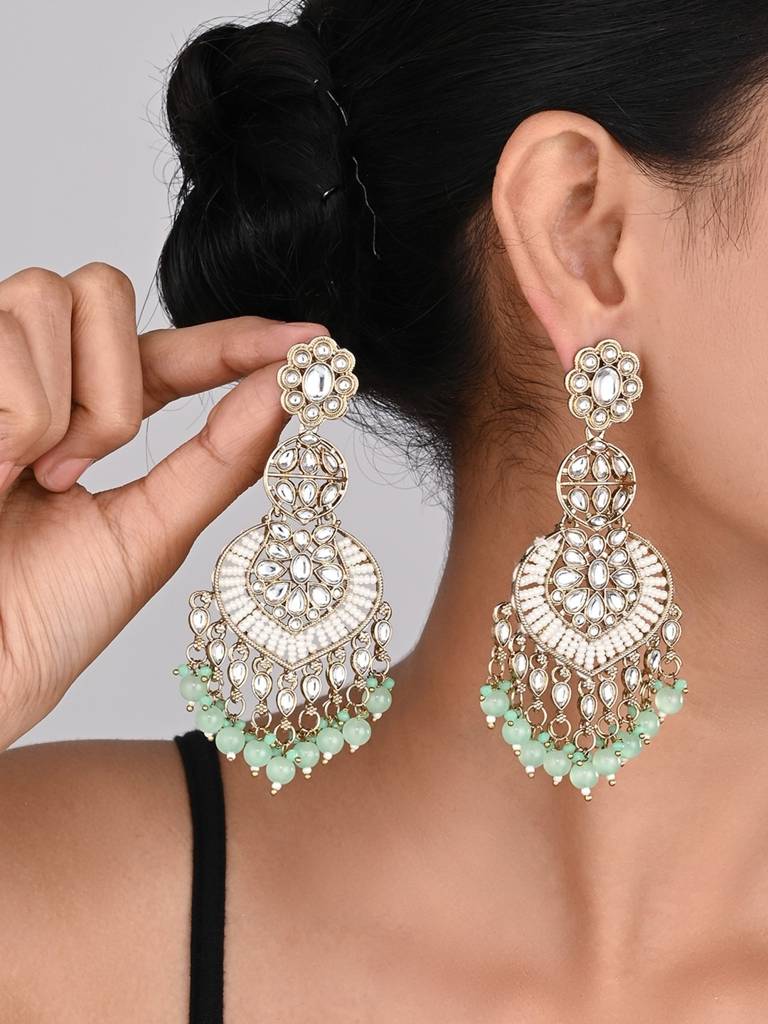 Gold Plated & Meenakari Chandbali : S24KCER336MNT