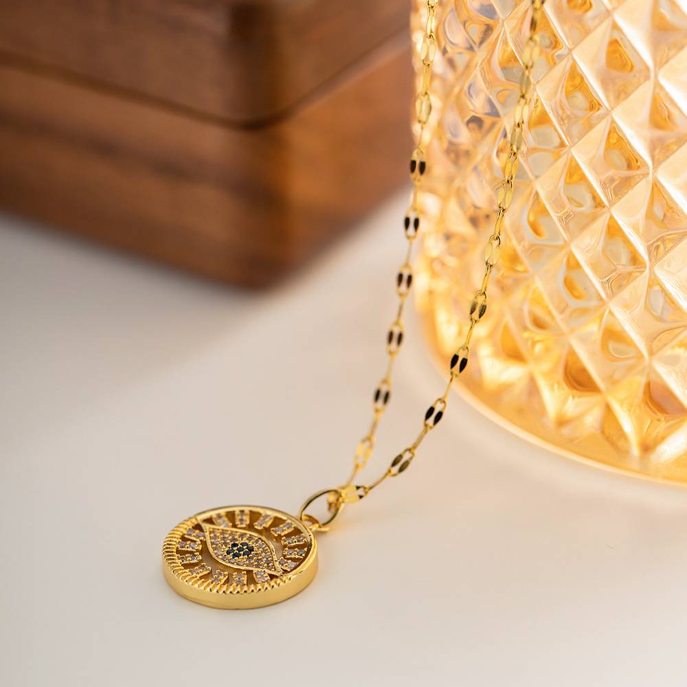 Divine Defender Pendant Gold Necklace : DivineDefenderPendantGoldNecklace-JD-NK-PG-09