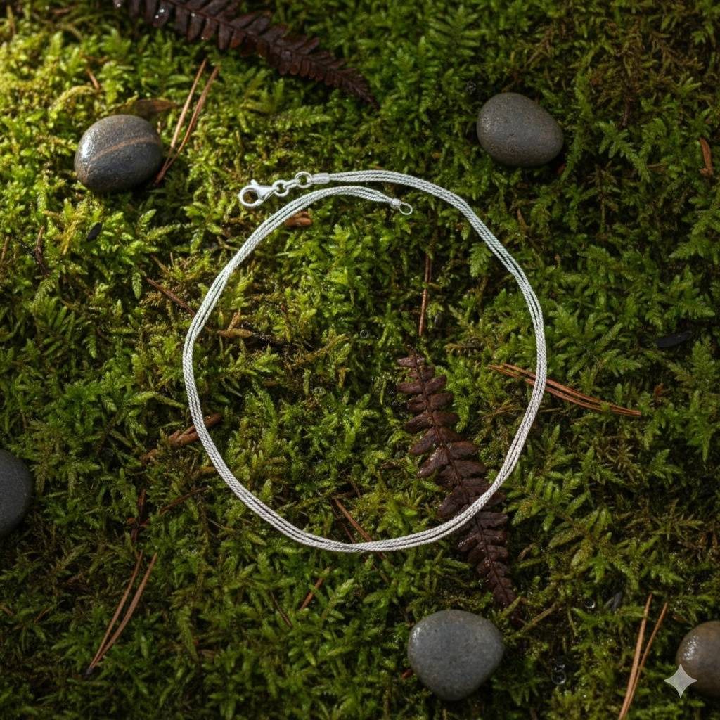 925 Pure Silver Delicate Chains Anklet : AK1066