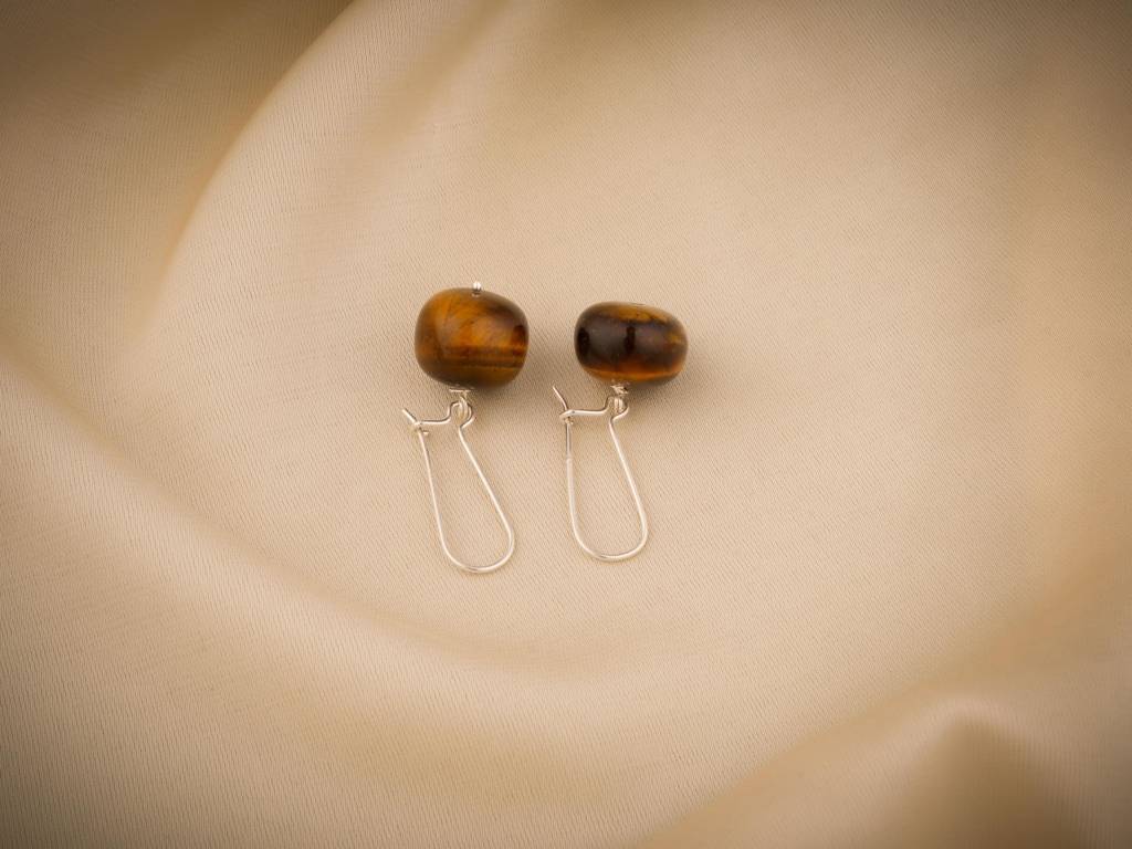Tiger Stone Silver Danglers : PTE41