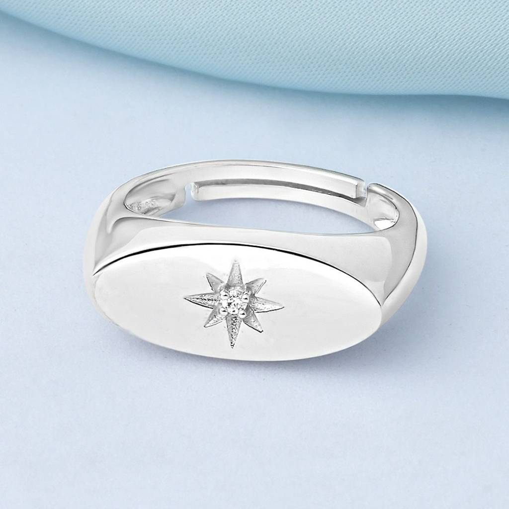 Classic Rhodium Plated 925 Sterling Silver Men'S Ring : M-RNG-40407-R