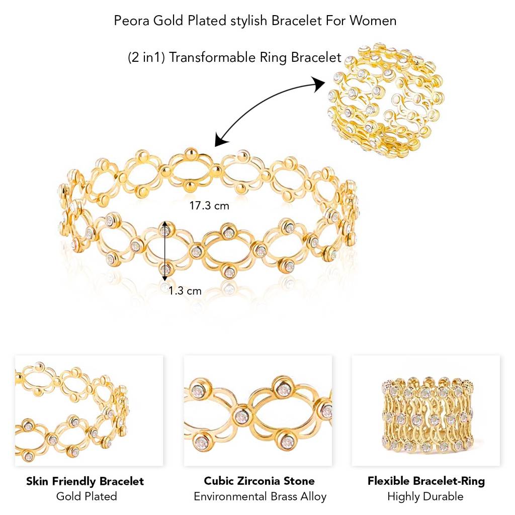 Cubic Zirconia Studded Fancy Bracelet Come Ring Jewellery For Women & Girls : PX8B106G