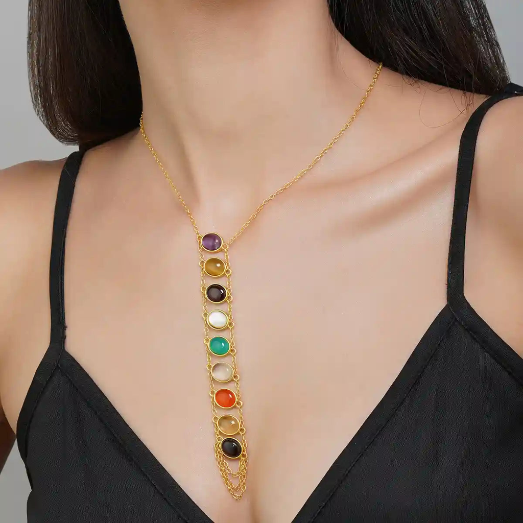 Power Within Navratan Lariat Necklace : SN701