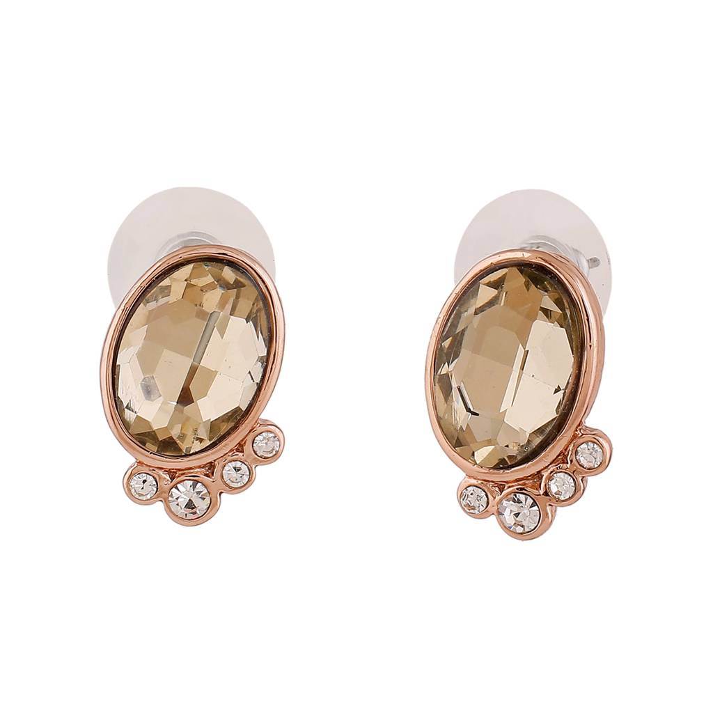 Estele Rose Gold Plated Dazzling Stud Earrings For Women : 653706-RGER