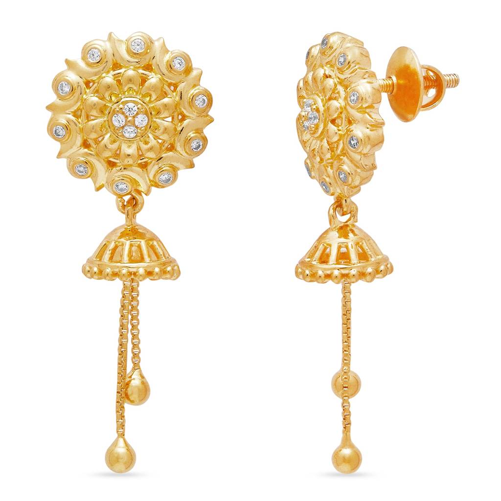 Abstract Radiance 925 Sterling Silver Gold-Plated Abstract Earrings : EAR-20799-G