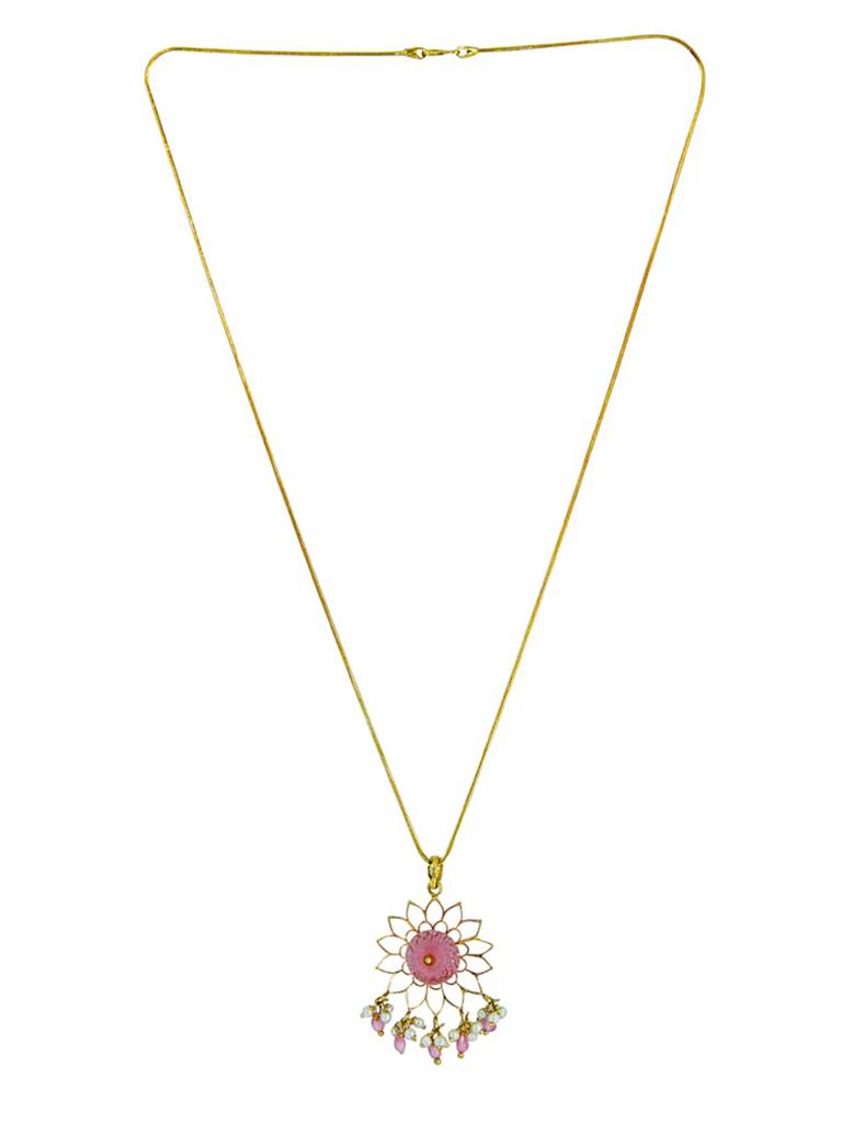 Pink Zircon Gold Plated Silver Pendant : U125SG015P0021