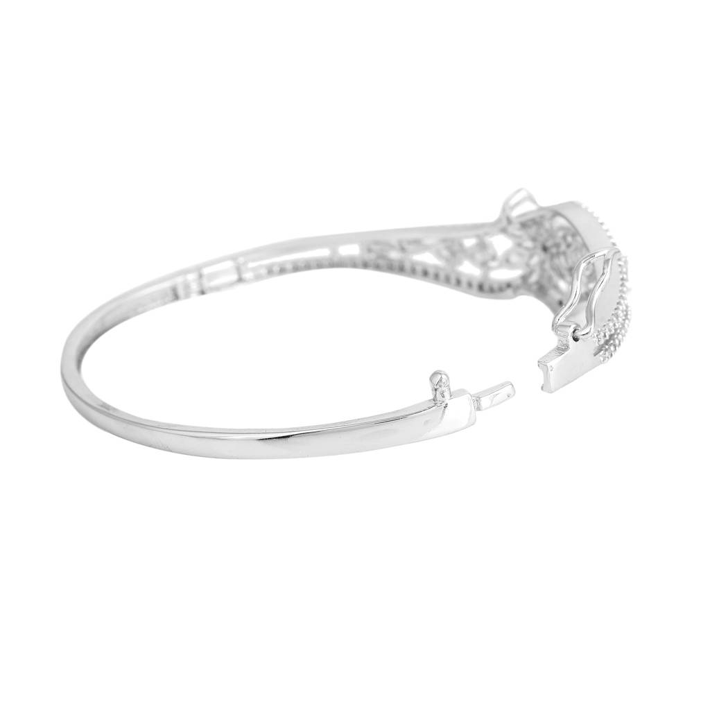 Glowing Sophistication: Elegant American Diamond Bracelet With Classic Rhodium Finish For Women : AD-084-IRWEBR