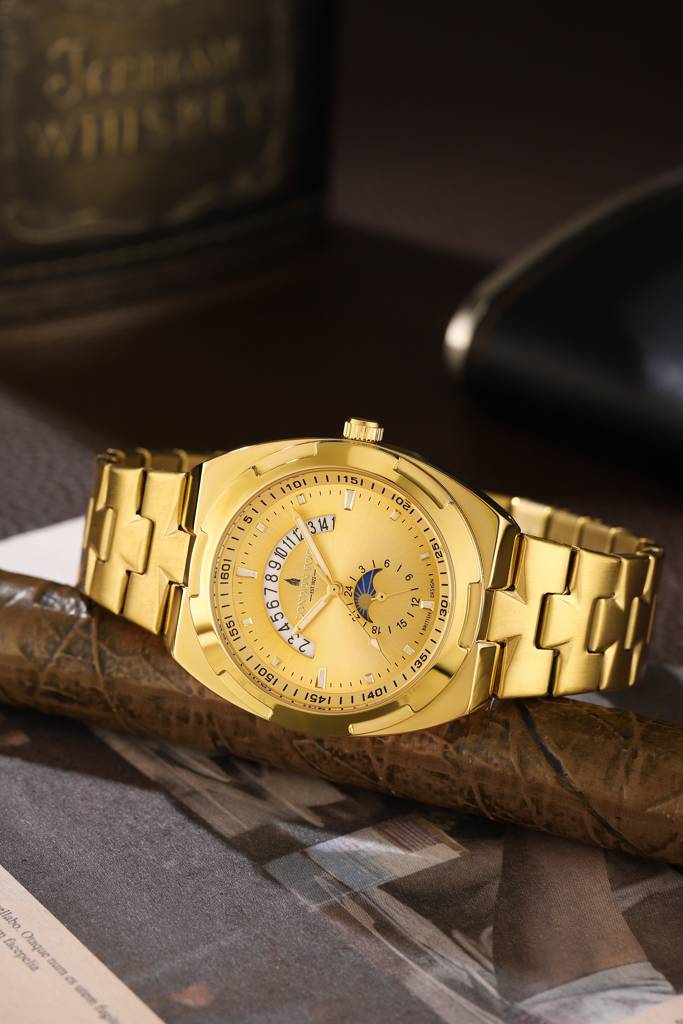 Camden Collection Analog Quartz Watch For Men With Round Dial, Retrograde Date Display, 24-Hour Day-Night Indica : LFM10021-55