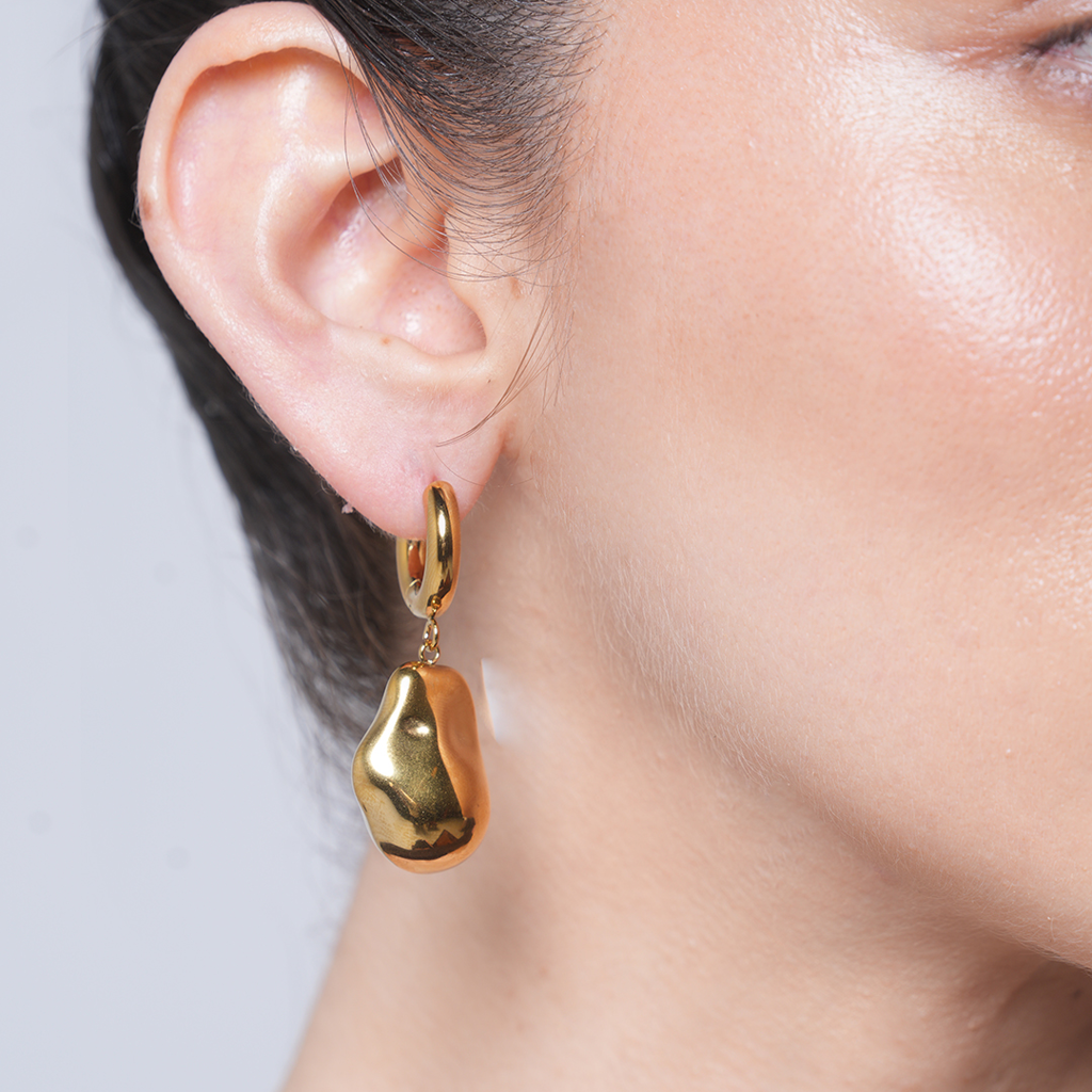 Simple Special-Shaped Steel Bead Pendant Earrings : CAO0007JND