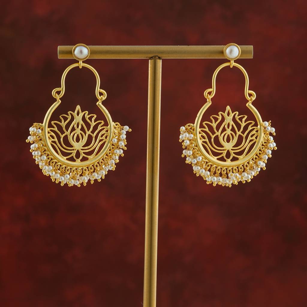 Lotus Filigree Chaand Bali Earrings : WLE06